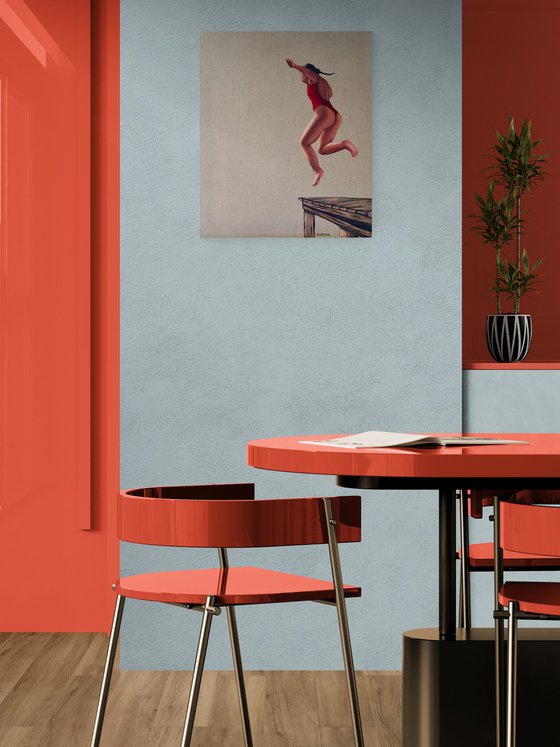 Leaping Woman in Red