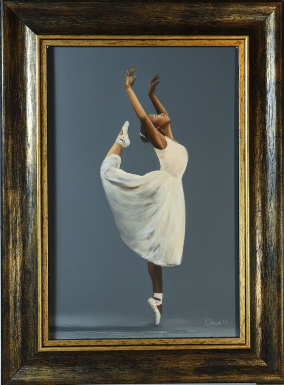 Ballet Portrait 1 , Dancer on Pointe, Ballet Oil Painting, Ballerina, Framed Art