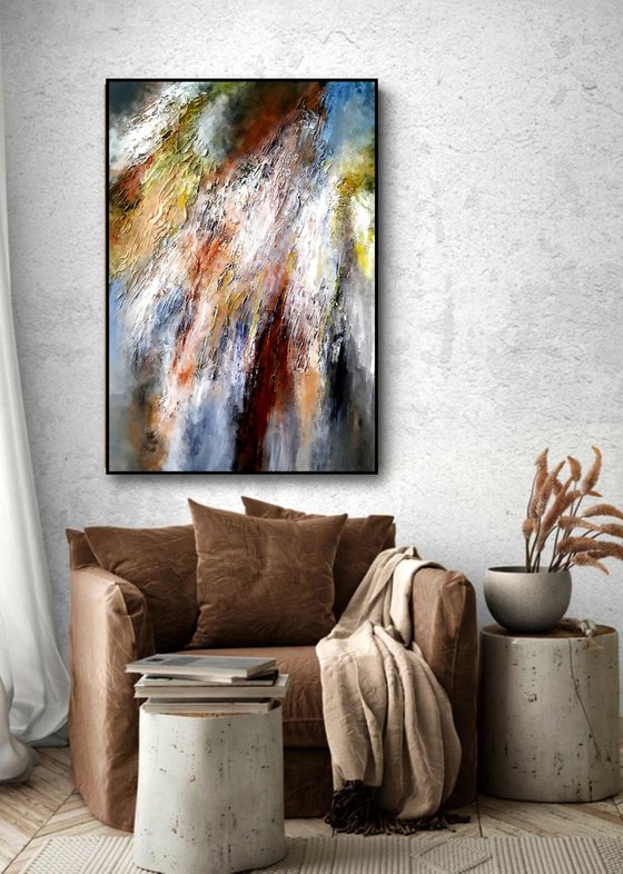 Rainbow 70x100cm Abstract Textured Painting