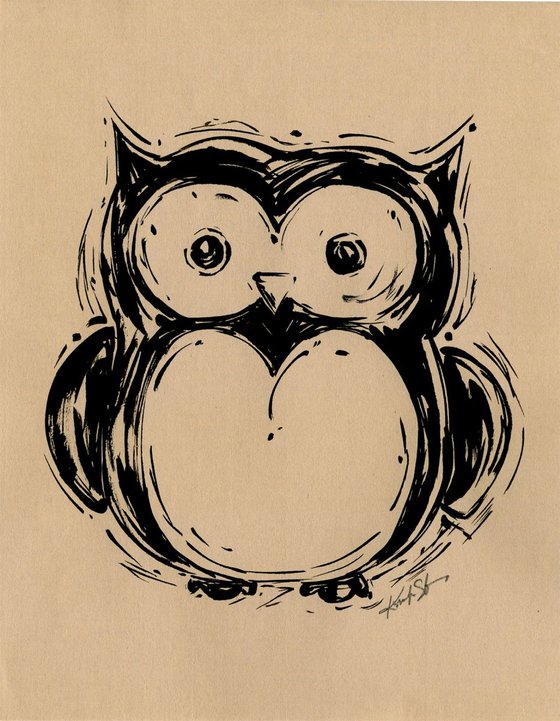 Owl - Watercolor by Kathy Morton Stanion