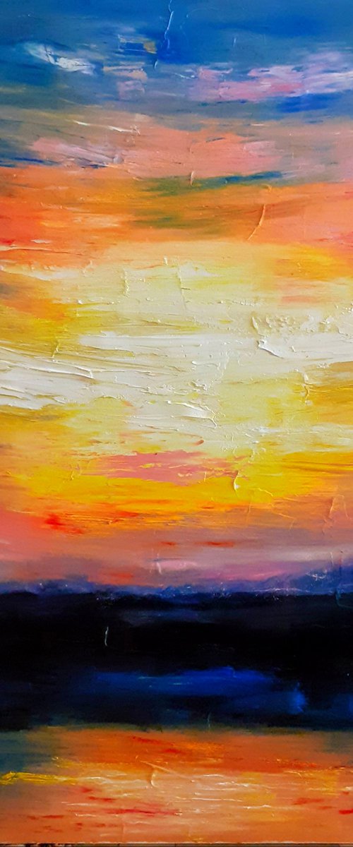 Magic Sun.  100 x 100 cm oil painting by Nektaria Giannoulakou