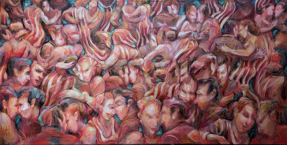 Abstract Portrait Oil Painting By Egle Colucci, 47 X 24, Abstractango 2025, Original Artwork