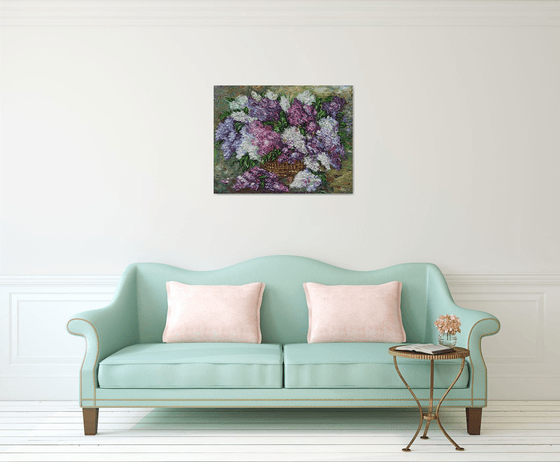 Lilacs(70x90cm, oil painting, palette knife)