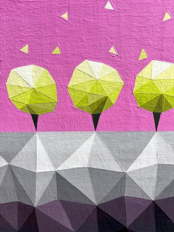 PINK AND LEMON ABSTRACT TREES