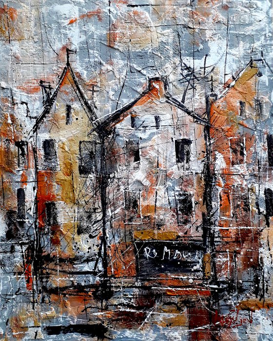 Abstract painting. City landscape