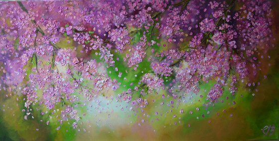 Blossom Shower/ floral landscape painting