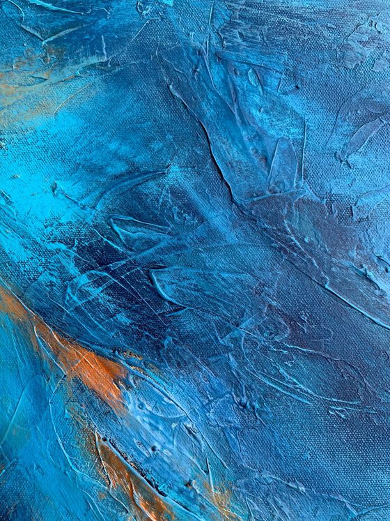 Blue Planet - XL LARGE,  TEXTURED ABSTRACT ART – EXPRESSIONS OF ENERGY AND LIGHT. READY TO HANG!