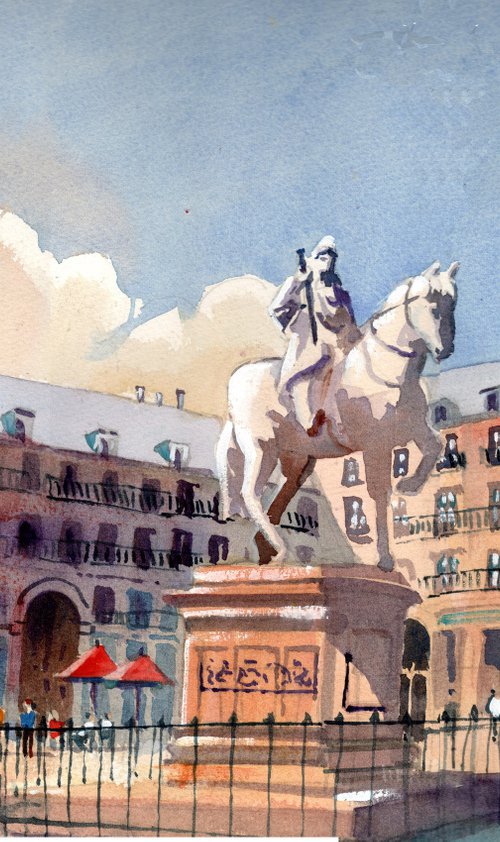 Madrid, Plaza Major, Spain. Statue of King Philip 111. by Peter Day