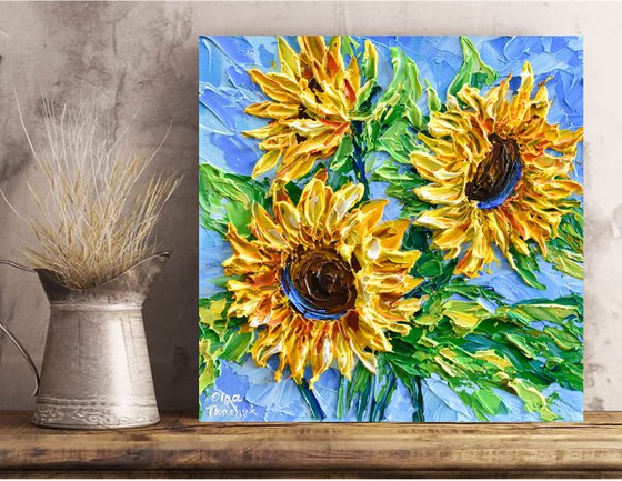 Sunflowers on blue II