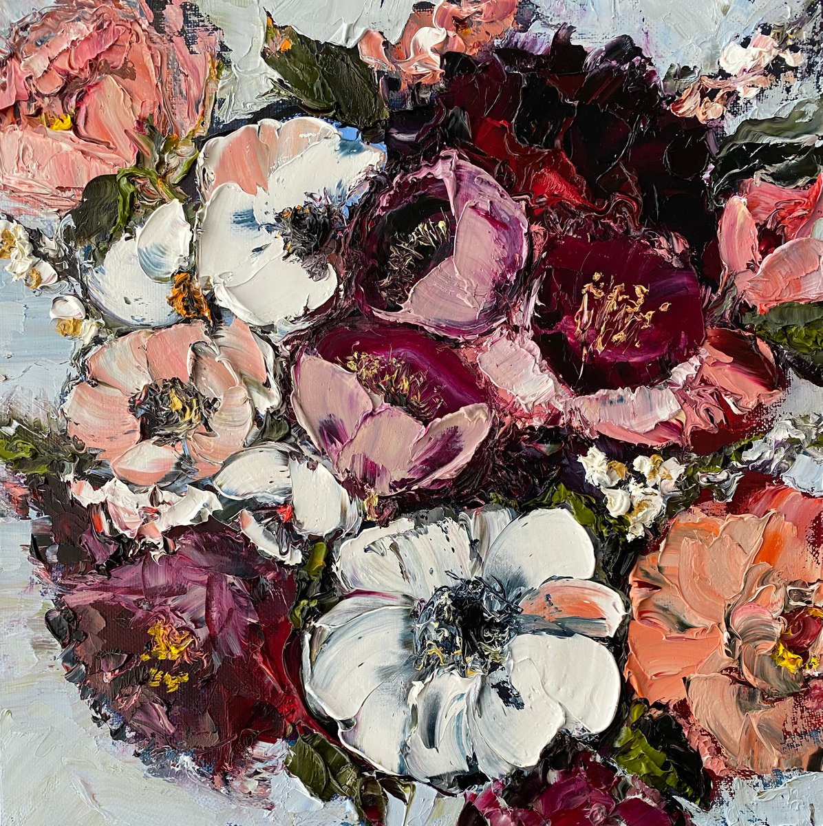 Floral love original painting on canvas by Oksana Petrova