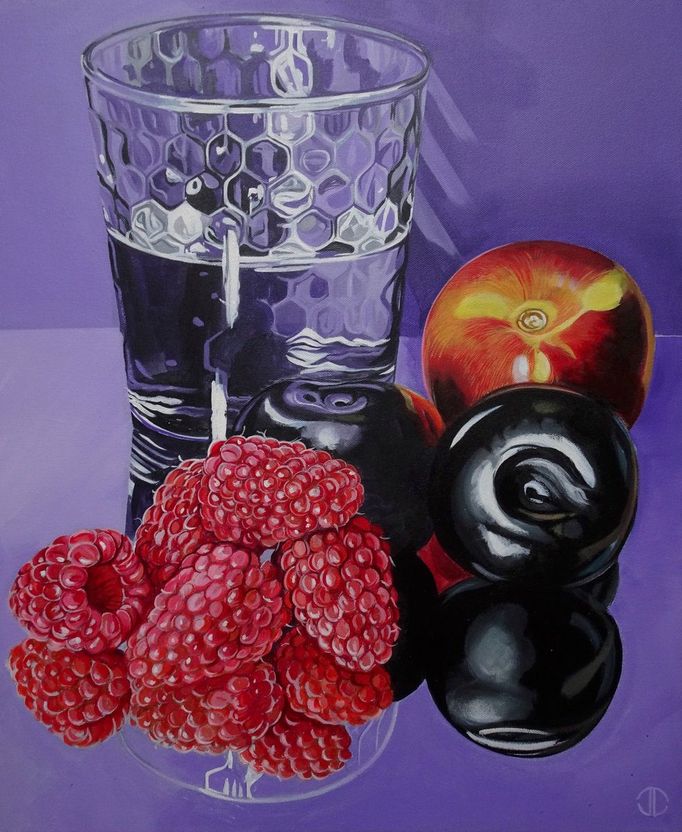 Still Life, Mixed Fruit And Reflections by Joseph Lynch