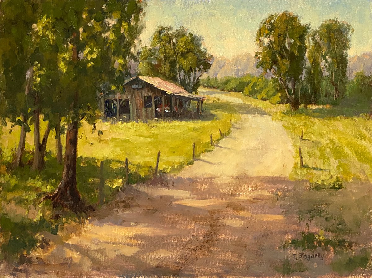 Impressionistic Landscape Oil Painting By Tatyana Fogarty, 16 X 12", Farm Barn Landscape, Original Artwork