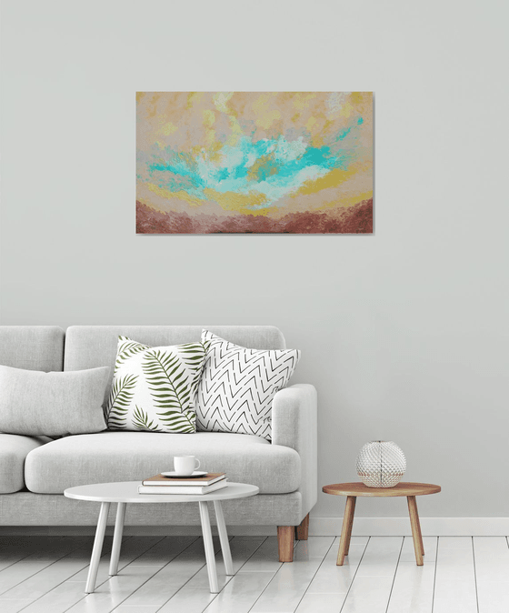 Fulfillment -  between earth and sky; large, colorful abstract; earth colors; home, office decor; gift idea