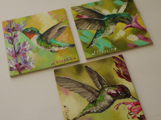 Hummingbird and Pink Flowers Mini Set