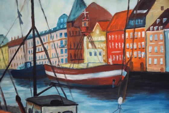 Oil painting Harbour Nyhavn