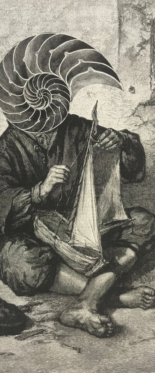 Mending a pond yacht by Tudor Evans