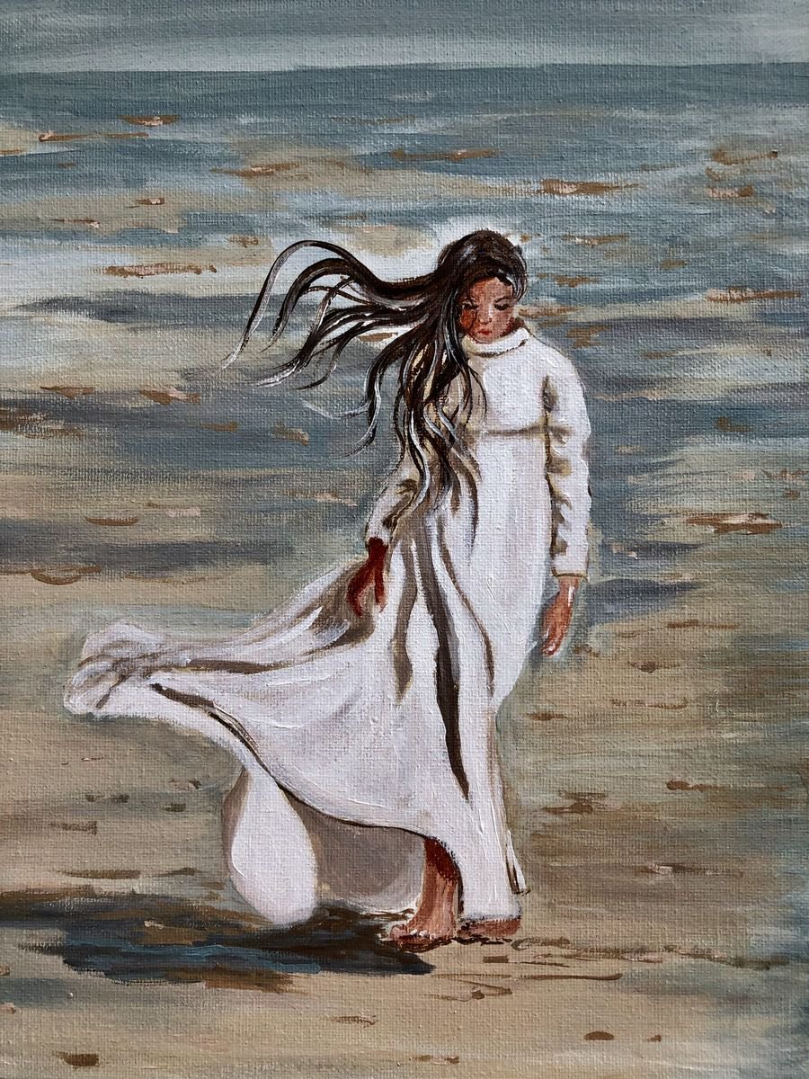 Impressionistic Portrait Acrylic Painting By Inna Montano, 11 X 14, Candle In The Wind, Original Artwork