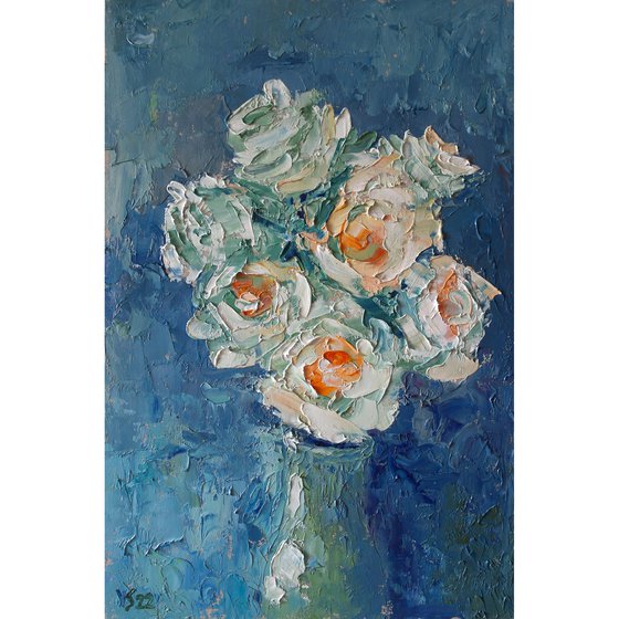 White Roses in Vase