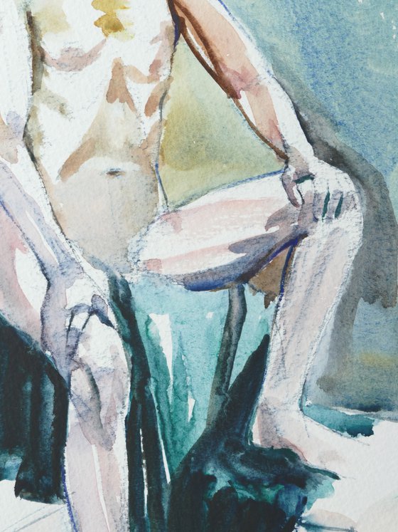 Seated male nude