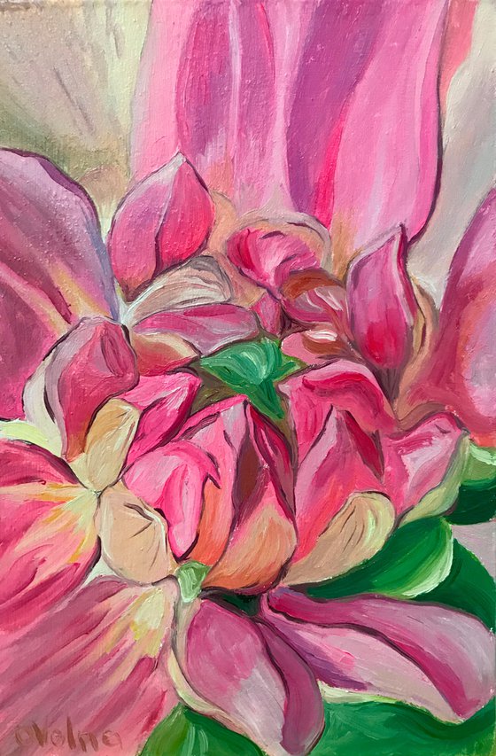 117 set of 2 Flower oil artworks, Pink flowers oil painting original, Mothers day gift from daughter to mother mini oil painting