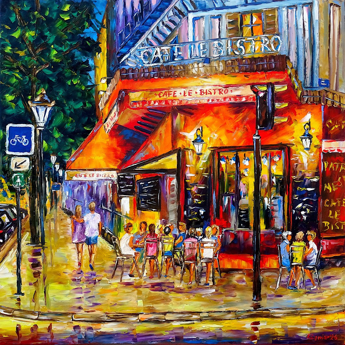 Expressive Oil Painting , Summer Evening In Paris By Mirek Kuzniar, 24 X 24, Artwork For Sale On Artfinder