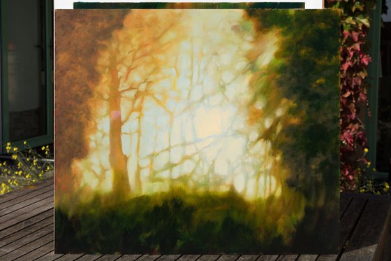 Autumn on forest - medium size - oil painting - wood panel - 73,5X63 cm