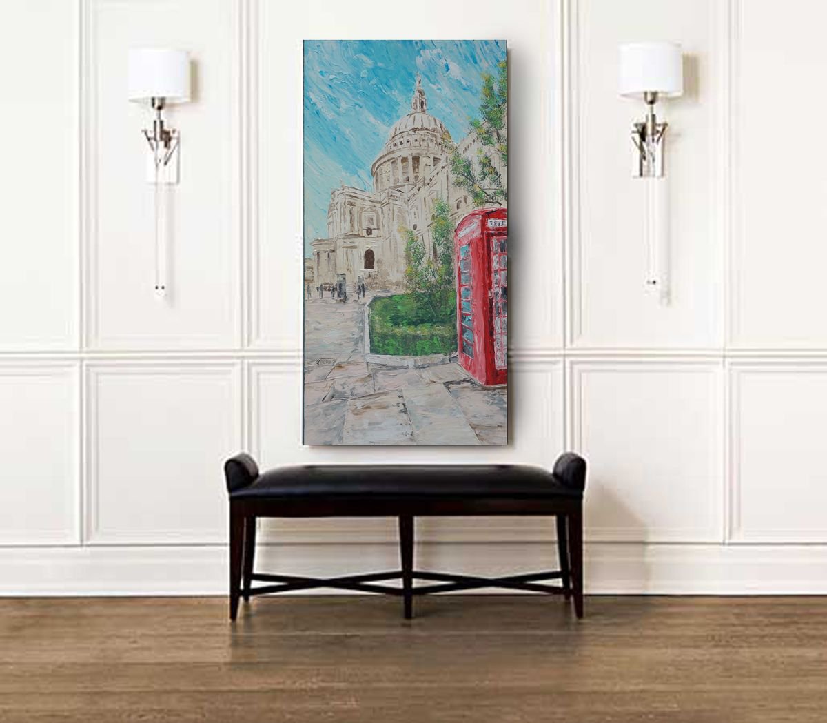 LONDON St Paul’s Cathedral palette knife painting S042 60x120x4 cm Large painting decor or... by Ksavera