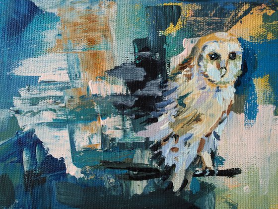 Owl on abstraction background
