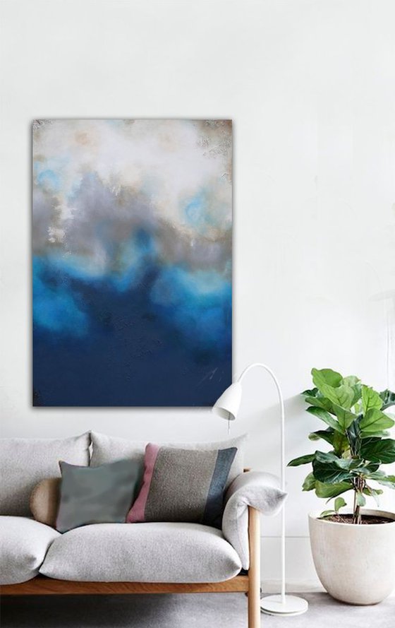 cloud shapes blue (120 x 80 cm)