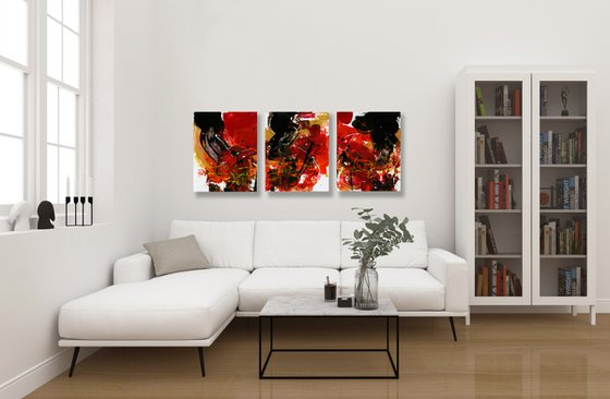 Passion And Lust  - 3 Abstract Paintings by Kathy Morton Stanion