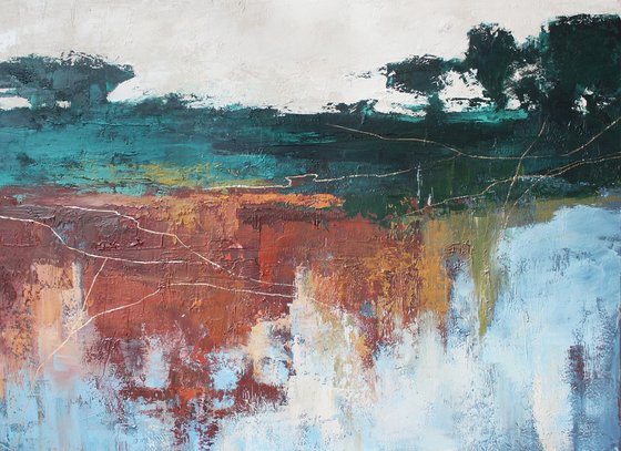 "Northern forest 3" Abstract green forest art