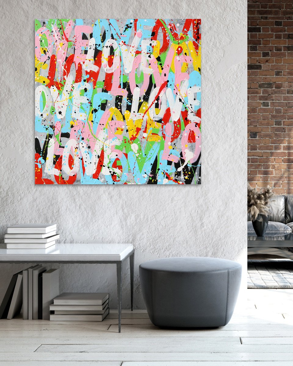 Urban And Pop Acrylic Painting , Love 12 By Isabelle Pelletane, 24 X 24, Artwork For Sale On Artfinder