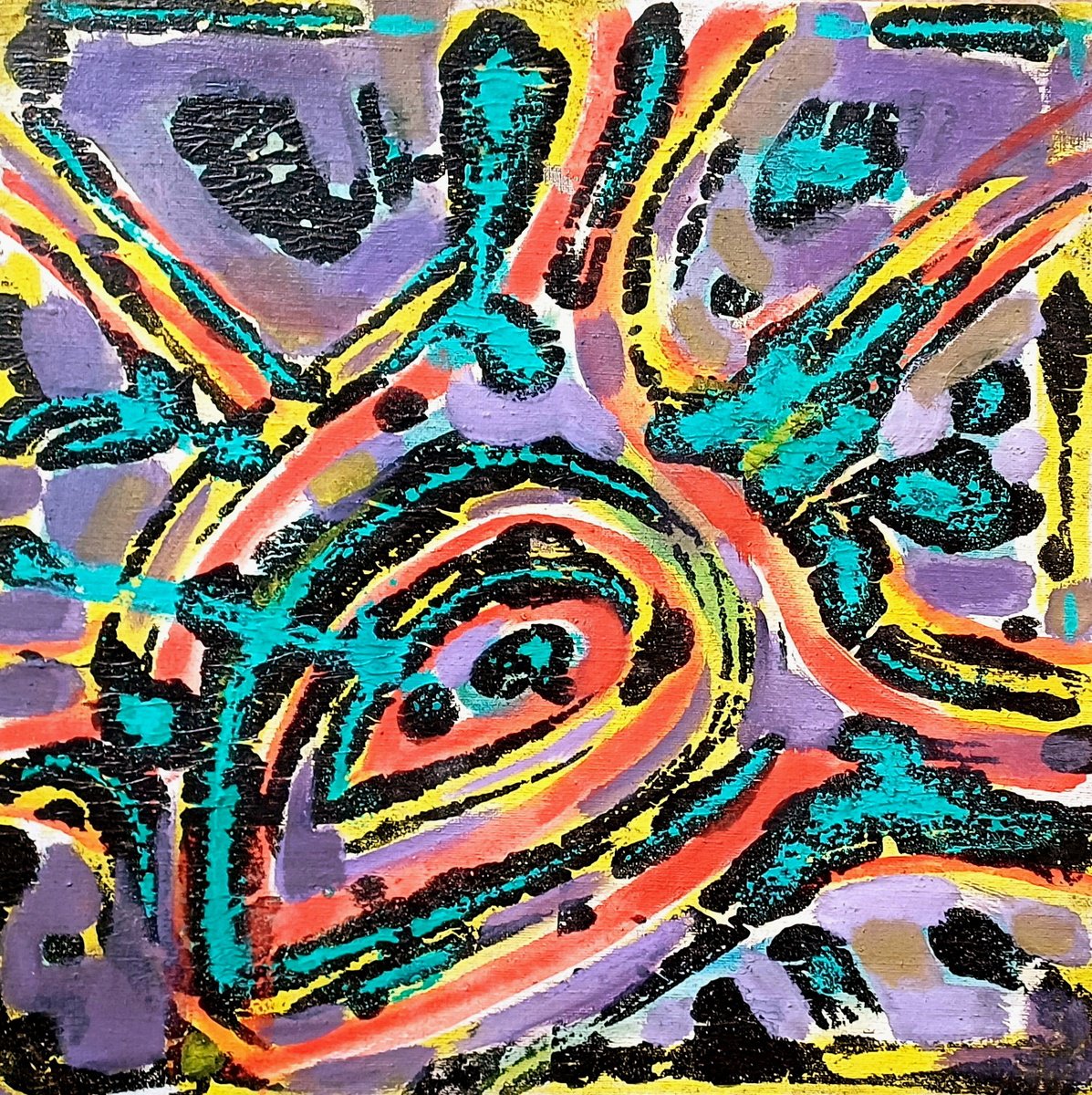 Abstract Acrylic Painting By Stanislav Bojankov, 16 X 16", Heart-Xv, Original Artwork