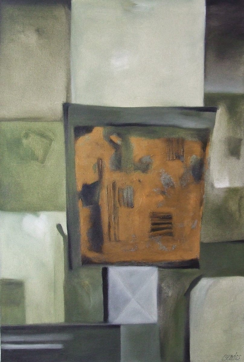 Abstract Oil Painting By Csaba Csendes, 17 X 24, Little Secret, Original Artwork