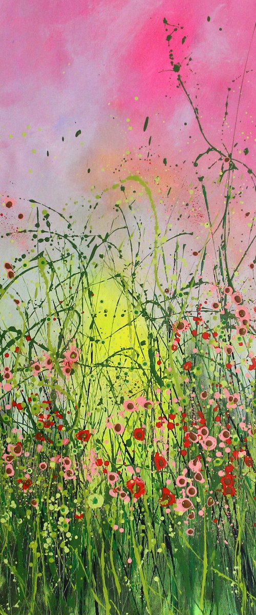 "Early Spring" - Large original abstract floral landscape by Cecilia Frigati