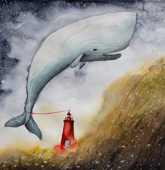 Whale with lighthouse
