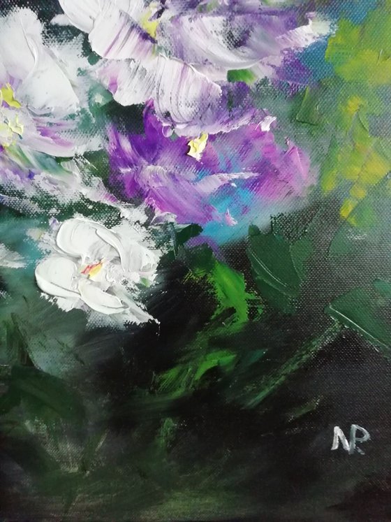 Flowers, floral oil painting, gift idea, original wall art, gift for her