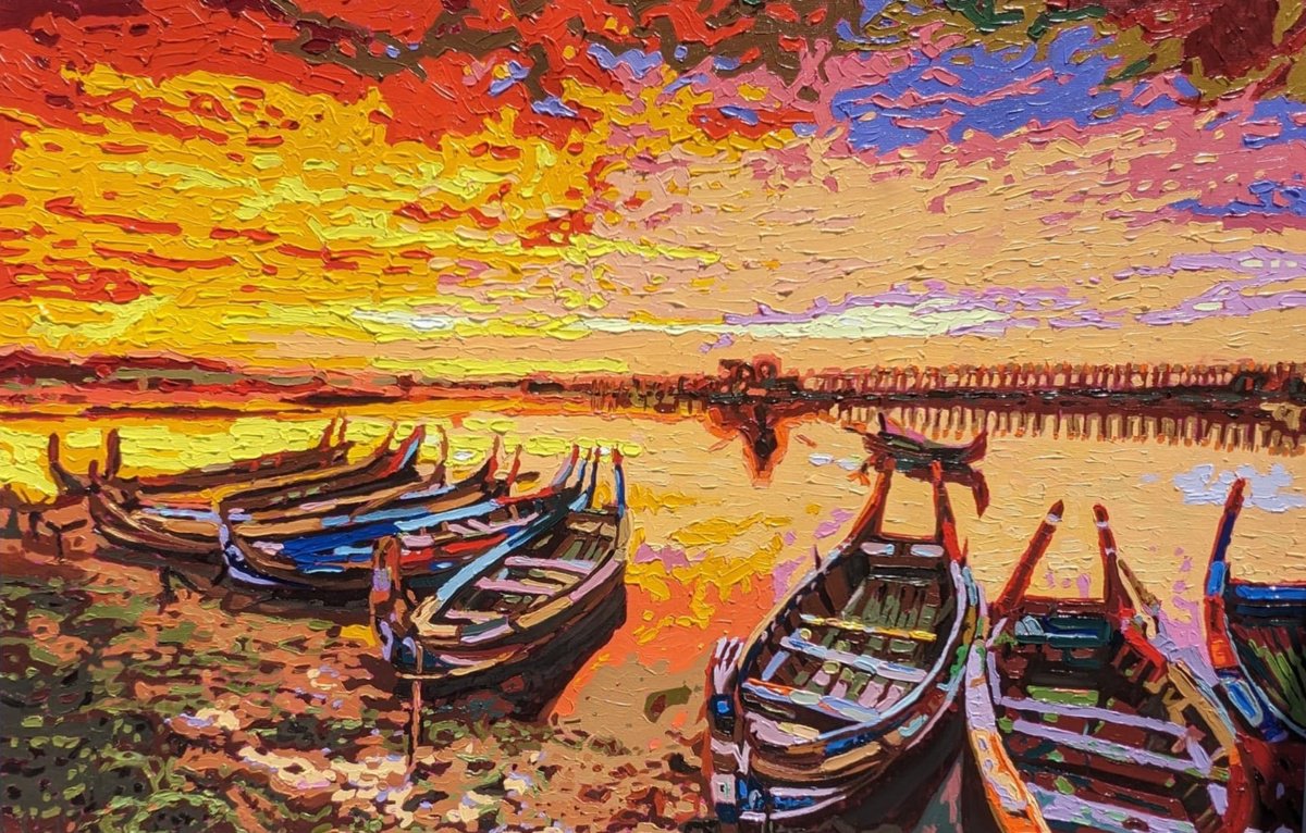 Impressionistic Landscape Oil Painting By Irinagoldenfish, 39 X 25, Sounds Of Silence, Original Artwork