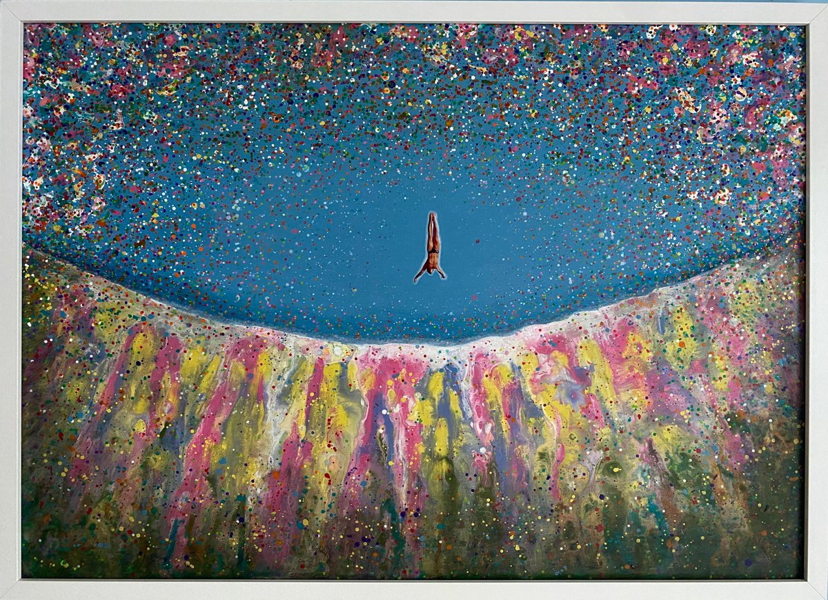 Surrealistic Landscape Painting By Stefano Pallara, 28 X 20", Freedom Vertigo N.8, Original Artwork