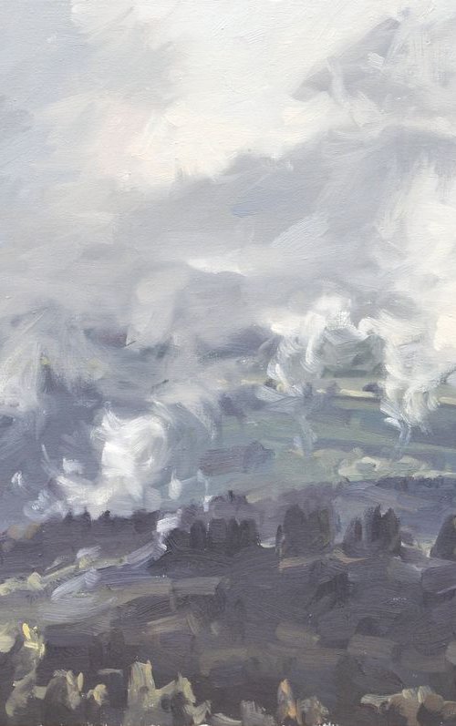 June 16, Margeaix, morning mist rising by ANNE BAUDEQUIN