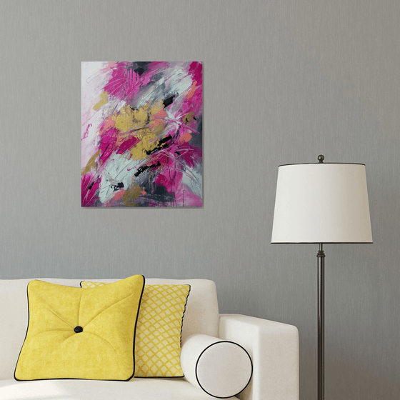 Pink Mellody -Abstract Acrylic Painting on Canvas- Abstract Painting