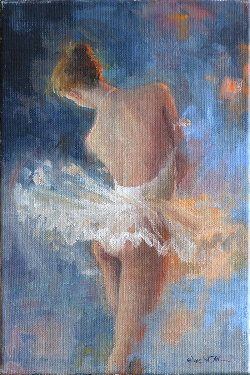 Impressionistic Portrait Oil Painting By Vachagan Manukyan, 8 X 12", Ballet Dancer #50, Original Artwork