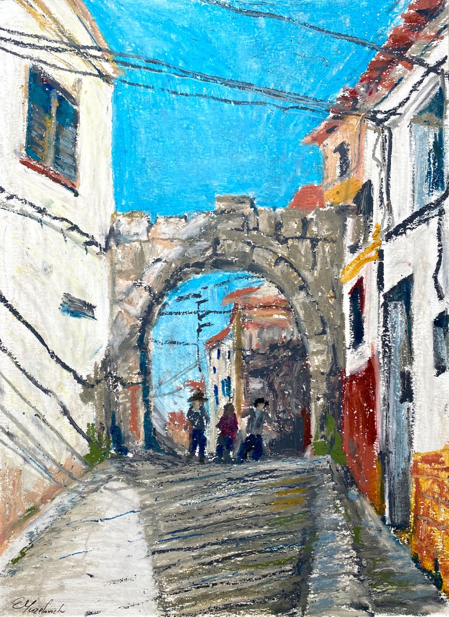 Impressionistic Pastel Drawing , Alacon, Spain By Elena Yuzefovich, 12 X 16, Artwork For Sale On Artfinder