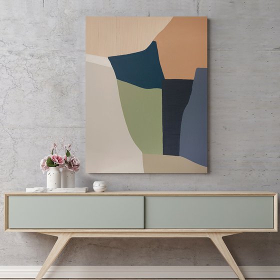 "Slope" Abstract blue orange green art