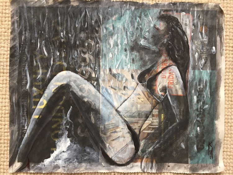 Rain Ii Woman Portrait Rain Scene Beautiful Orig Artfinder