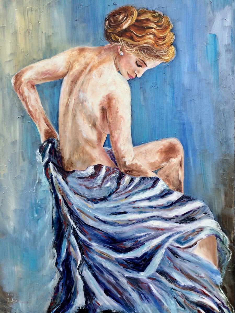 Impressionistic Portrait Oil Painting By Inna Montano, 30 X 40, Close Your Eyes, Original Artwork