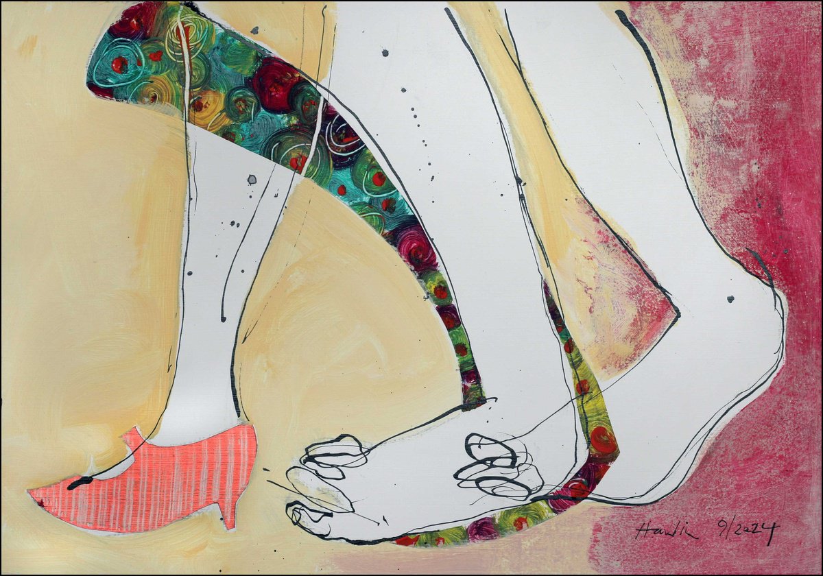 Portrait Acrylic Painting By Jiri Havlik, 20 X 14, Beautiful Shoe, Original Artwork