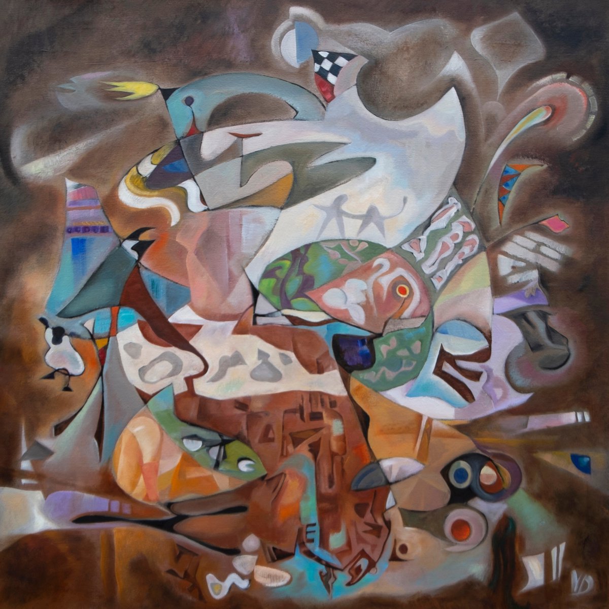 Surrealistic Oil Painting , Once In The Evening By Dina Volkova, 36 X 36, Artwork For Sale On Artfinder