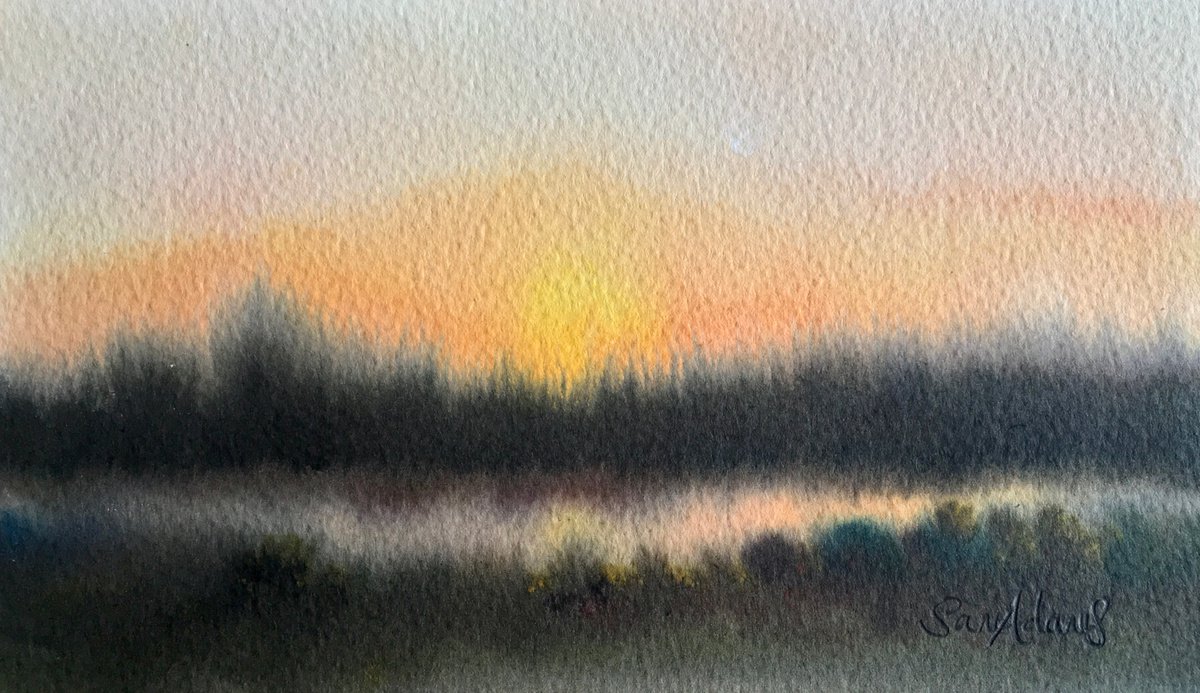 Arne sunset, Dorset by Samantha Adams professional watercolorist