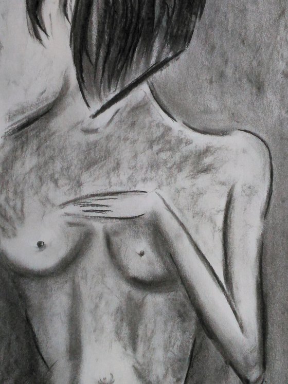 Woman Nude Charcoal Art